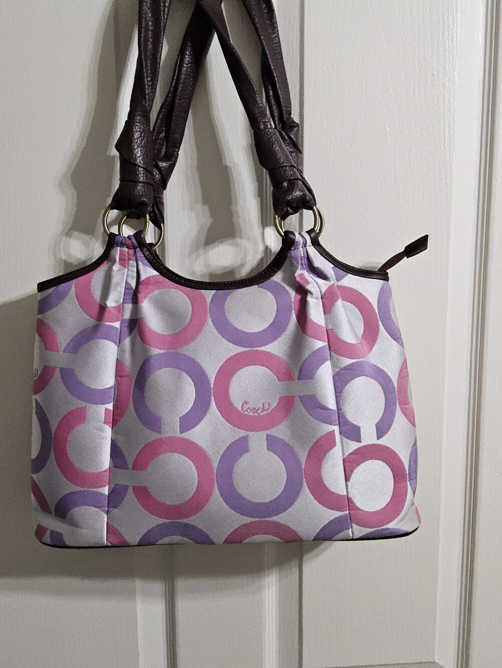 Authentic Coach Parker Op Art Signature Zip-Top Satchel / Shoulder Bag S.N 13441
